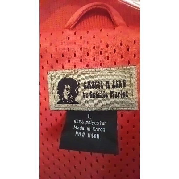 Bob Marley Catch A Fire Burning Tour Red Zip Up Jacket Size Youth Large - Picture 2 of 4